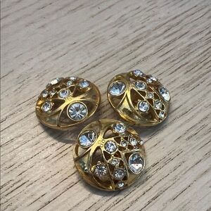 Vintage Rhinestone & Gold Buttons (3)-Bundle & Save!